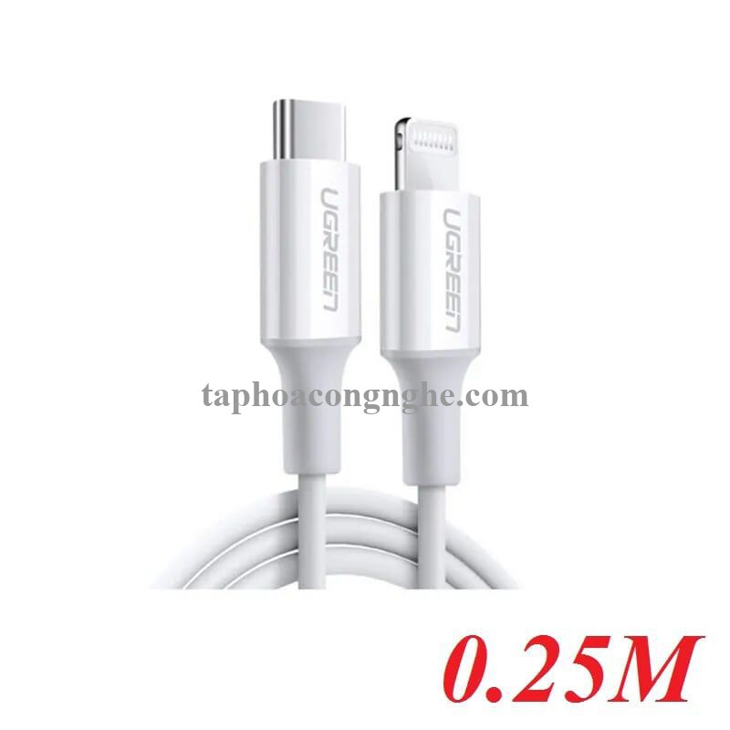 Ugreen 60746 25cm cáp usb type c ra apple lightning 0.25m màu trắng US171 30060746